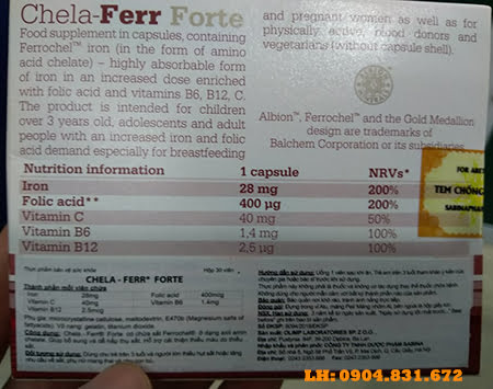 Thuốc Chela Ferr Forte giá bao nhiêu