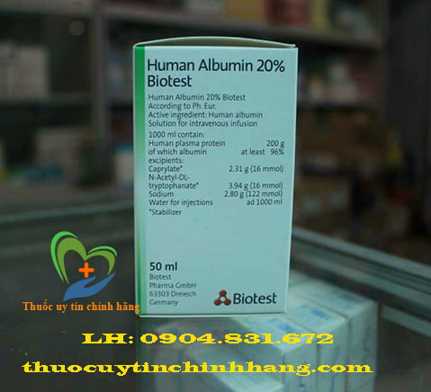 Thuốc Human Albumin 20% biotest giá bao nhiêu